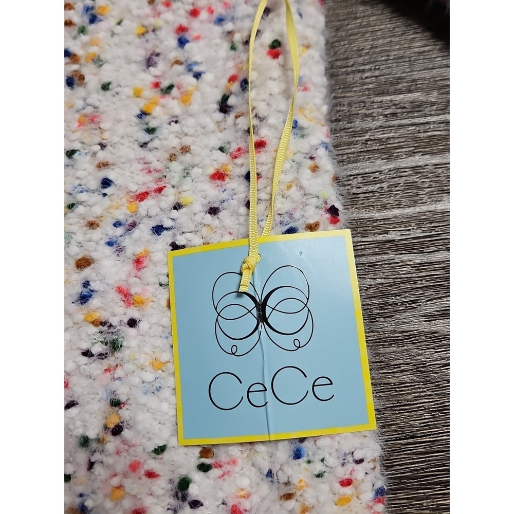 CeCe Women's Speckled Rainbow Confetti Bishop Sleeve Sweater Small - Picture 10 of 10